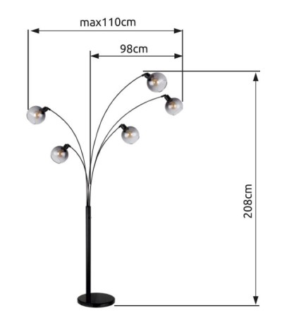 Lampadaire en métal noir SEYMOUR - Élégance et fonctionnalité