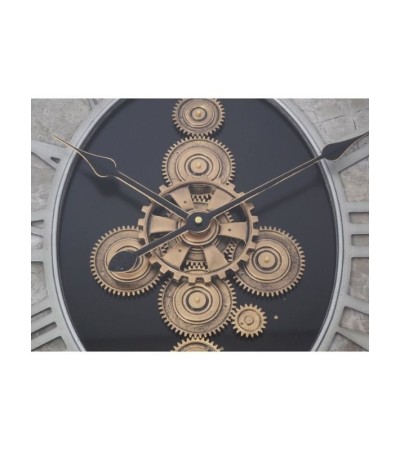 Horloge WOODSTOCK ovale bois métal noir effet marbre