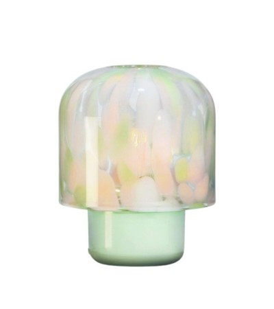 Lampe en verre MENTA - Design 25x25x32 cm en vert sauge ou blanc