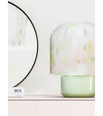 Lampe en verre MENTA - Design 25x25x32 cm en vert sauge ou blanc