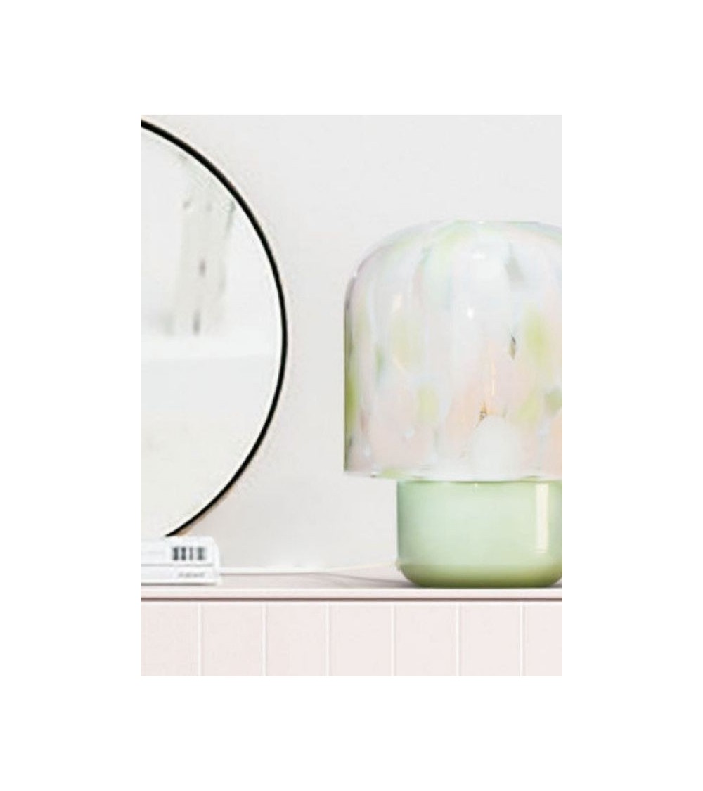 Lampe en verre MENTA - Design 25x25x32 cm en vert sauge ou blanc