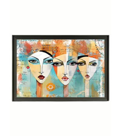 Tableau "les 3 fille turquoises" de ROMARIC - Lumiland.fr