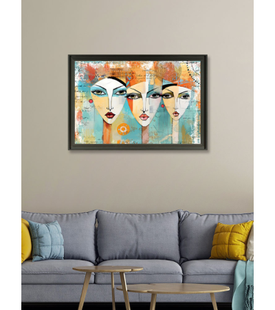 Tableau "les 3 fille turquoises" de ROMARIC - Lumiland.fr