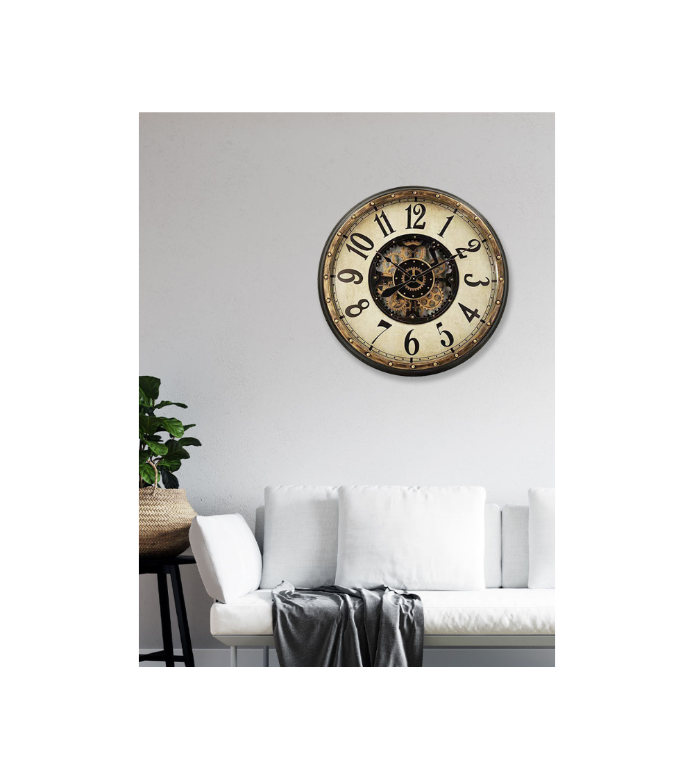 Horloge à engrenages avec verre design vintage - Lumiland.fr