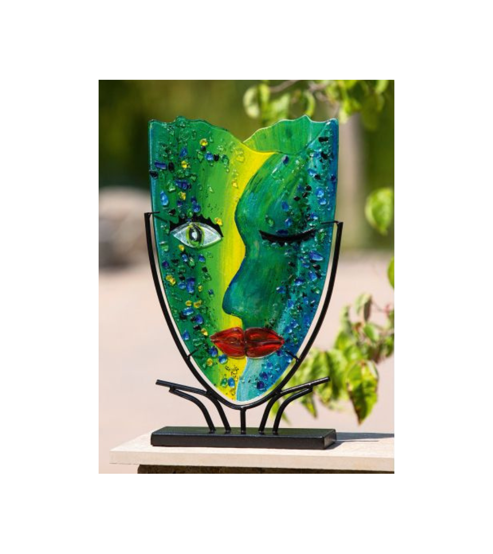 Vase visage en verre coloré : Décoratif et original - Lumiland.fr